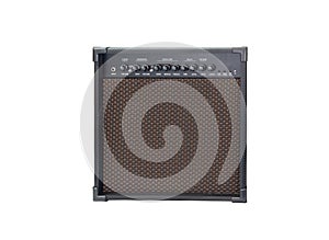 guitar amplifier isolated on white background, clean and overdrive chanel with EQ and delay and reverb effect. front view