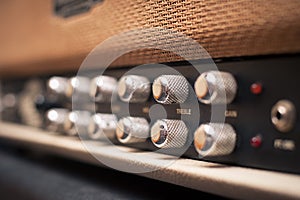 Guitar amplifier knobs detail