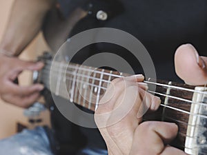 Guitar artist music player rock guitarist how to play chord soft and blur concept background of musician