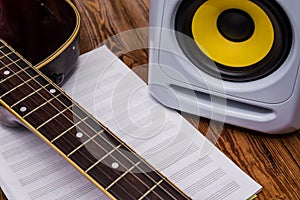 Guitar and audio speaker