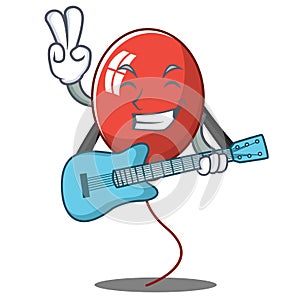 With guitar balloon character cartoon style