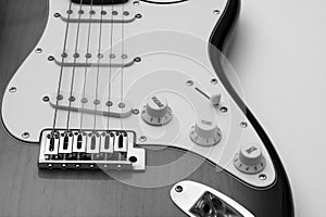 Guitar in black and white.