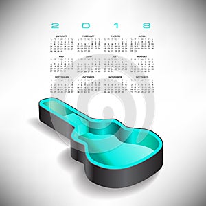 2018 Guitar case music calendar