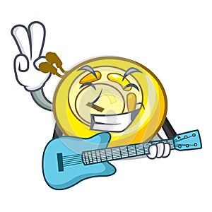 With guitar CD player mascot cartoon photo