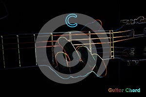 Guitar chord on a dark background