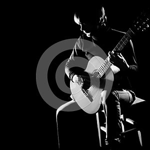 Guitar concert guitarist in darkness photo