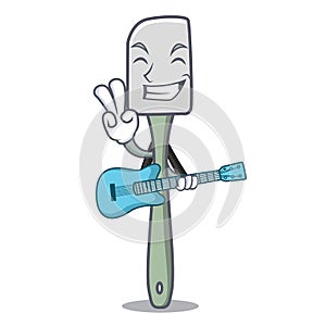 With guitar cooking tool silicone spatula mascot cartoon