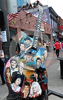 Guitar with Country Music Legends Faces Outside of Legends Live Music Corner, Downtown Nashville