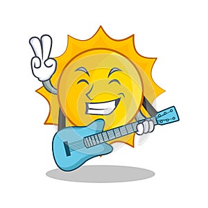 With guitar cute sun character cartoon