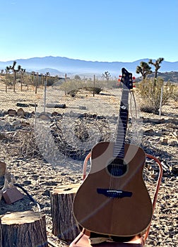 Guitar in the desert, Near Saddleback Mountain Park, Lancaster, California