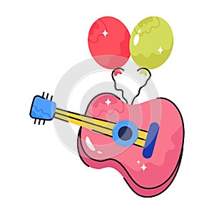 Guitar doodle vector colorful Sticker. EPS 10 file