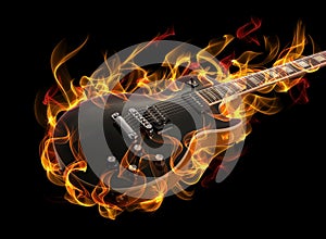 Guitar in fire photo