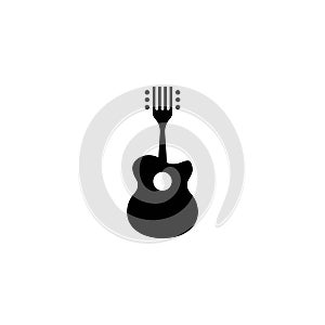 Guitar fork logo template vector