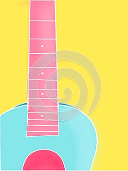 Guitar fretboard isolated on yellow. Illustration