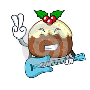 With guitar fruit cake character cartoon