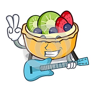With guitar fruit tart mascot cartoon