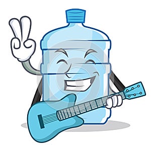 With guitar gallon character cartoon style