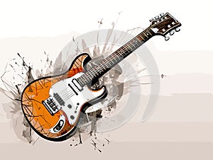 Guitar on grunge background - music in hand-drawn style