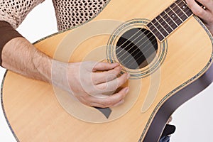 guitar hand of guitarist playing guitar