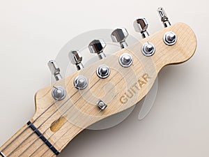 Guitar headstock with bright background