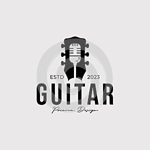guitar headstock for music logo or podcast symbol vector illustration design.