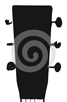 Guitar Headstock Silhouette Ã¢â¬â Black and Transparent with Tuning Key Pegs