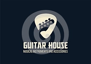 Guitar house outline logo