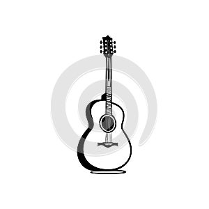 Guitar Icon hand draw black colour youth day logo symbol perfect