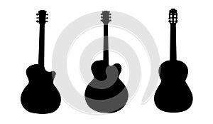 Guitar icon. Music instrument silhouette. Creative concept design in realistic style. illustration on white background.