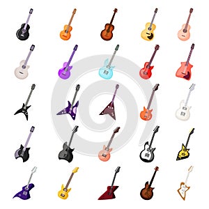 Guitar icons set cartoon vector. Rock music