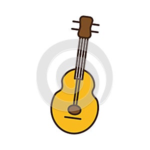 Guitar instrument line and fill style icon vector design