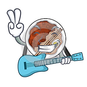With guitar jajangmyeon is placed in mascot bowl