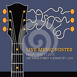 Guitar live music template with funky squiggles photo
