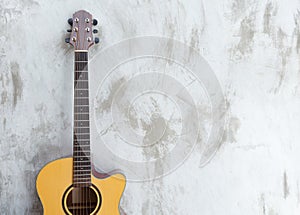 Guitar on loft background with copy space