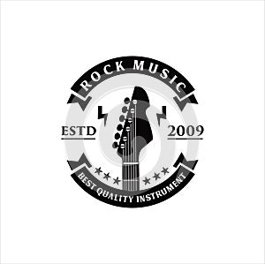 Guitar logo Design Vector Stock Illustration .Rock music festival logo