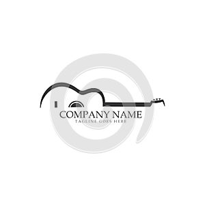 Guitar logo template vector icon illustration