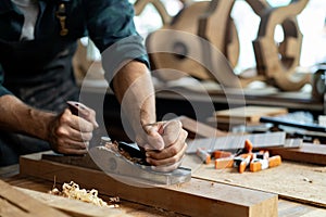 Guitar Making Process: Luthier Uses Planer on Neck