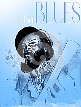Guitar man singing the blues