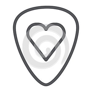 Guitar mediator line icon, music and equipment, guitar pick sign, vector graphics, a linear pattern on a white