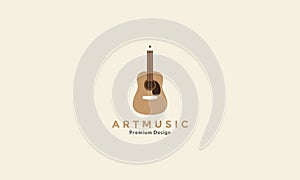 Guitar music acoustic with pencil  logo vector icon symbol design graphic illustration