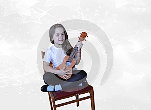 Guitar, music, child, instrument, violin, musician, girl, isolated, playing, young, white, child, play, guitarist, musical, string