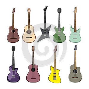 guitar music set cartoon vector illustration