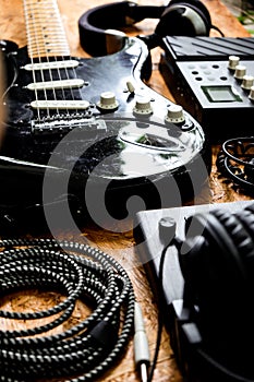 Guitar and music studio equipment