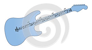 Guitar with musical notes as song