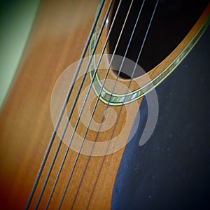 Guitar Old String and Sound hole