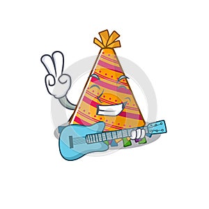 With guitar party hat cartoon with character shape