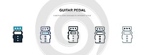 Guitar pedal icon in different style vector illustration. two colored and black guitar pedal vector icons designed in filled,