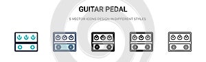 Guitar pedal icon in filled, thin line, outline and stroke style. Vector illustration of two colored and black guitar pedal vector