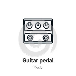 Guitar pedal outline vector icon. Thin line black guitar pedal icon, flat vector simple element illustration from editable music