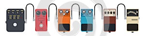 Guitar pedals vector set. Flat design style